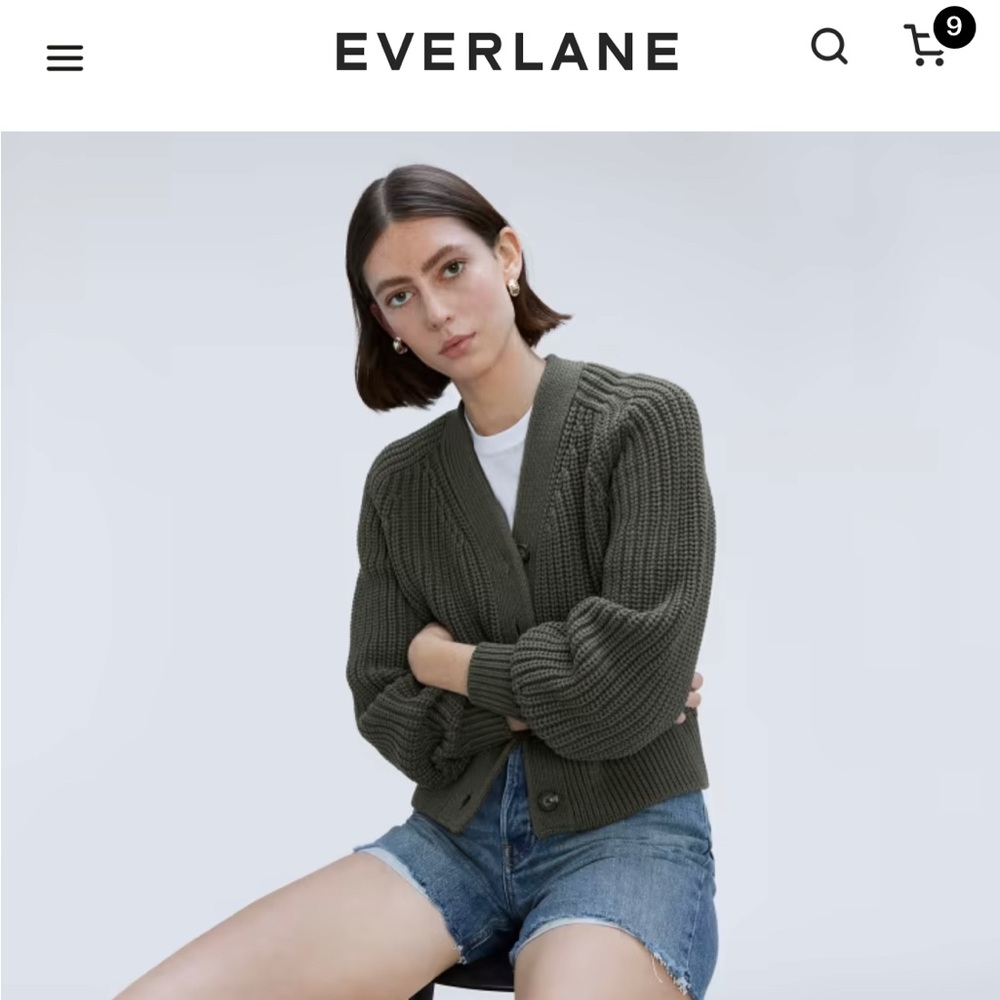 Everlane texture cotton cardigan - Kambaba (moss green)